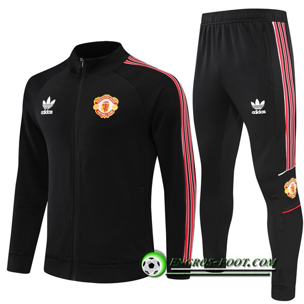 Ensemble Survetement de Foot - Veste Manchester United Clover Noir 2022/2023