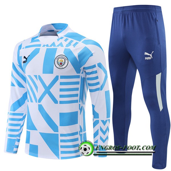 Ensemble Survetement de Foot Manchester City Bleu/Blanc 2022/2023