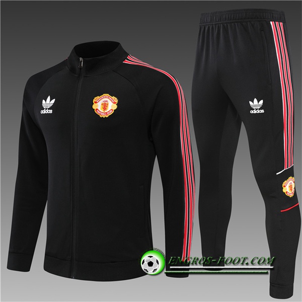 Ensemble Survetement de Foot - Veste Manchester United Enfant Noir 2022/2023