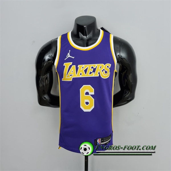 Maillot Los Angeles Lakers (James #6) Pourpre 75th Anniversary