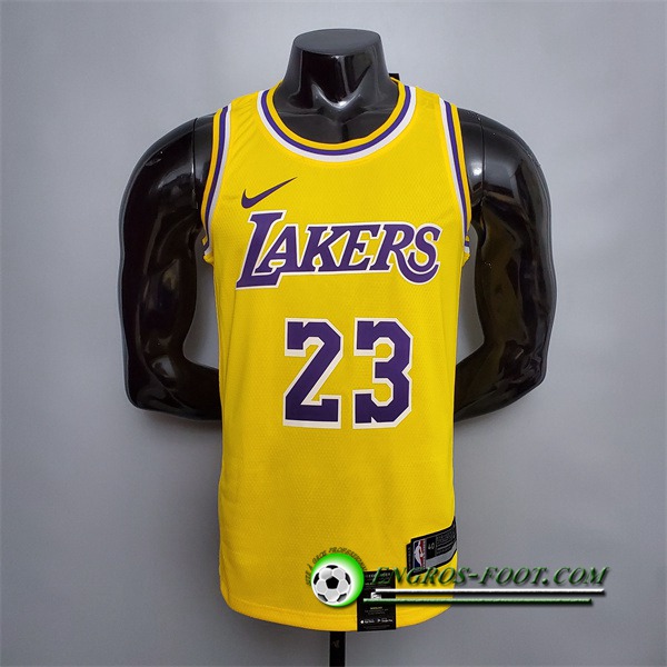 Maillot Los Angeles Lakers (James #23) Jaune Encolure Ronde