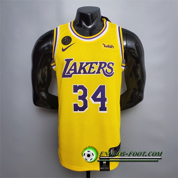 Maillot Los Angeles Lakers (O'Neal #34) Jaune Encolure Ronde Commemorative Edition