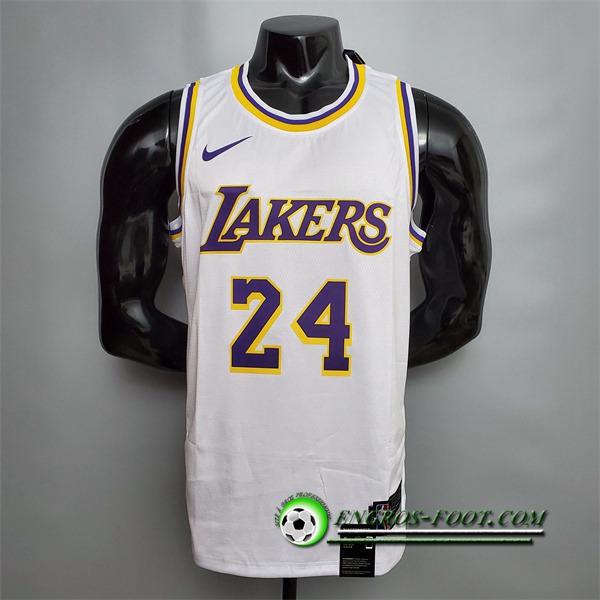 Maillot Los Angeles Lakers (Bryant #24) Blanc Encolure Ronde