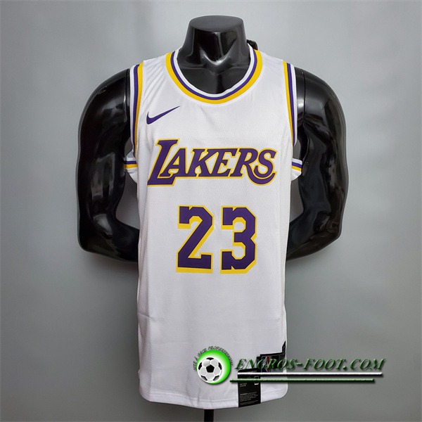 Maillot Los Angeles Lakers (James #23) Blanc Encolure Ronde