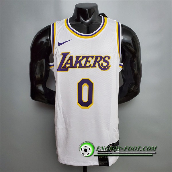 Maillot Los Angeles Lakers (Kuzma #0) Blanc Encolure Ronde