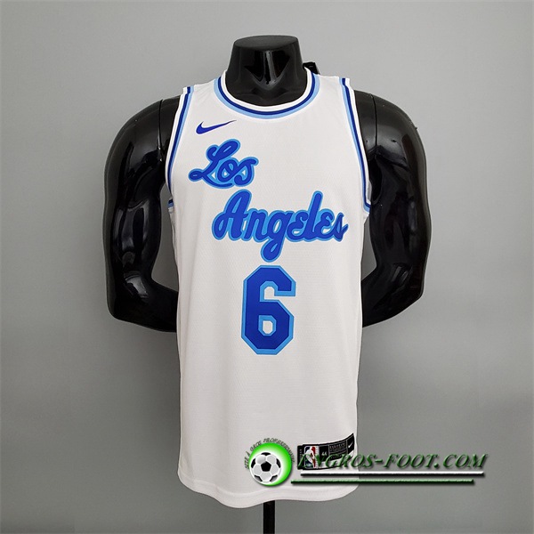 Maillot Los Angeles Lakers (James #6) Blanc Latin Night (High Head)