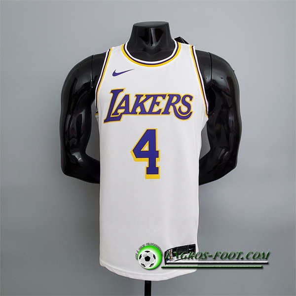 Maillot Los Angeles Lakers (Rondo #4) Blanc Encolure Ronde