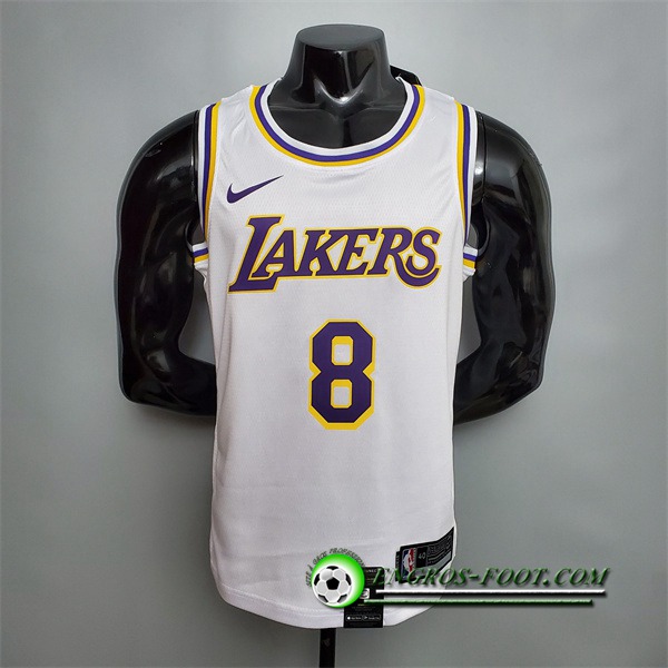 Maillot Los Angeles Lakers (Bryant #8) Blanc Encolure Ronde