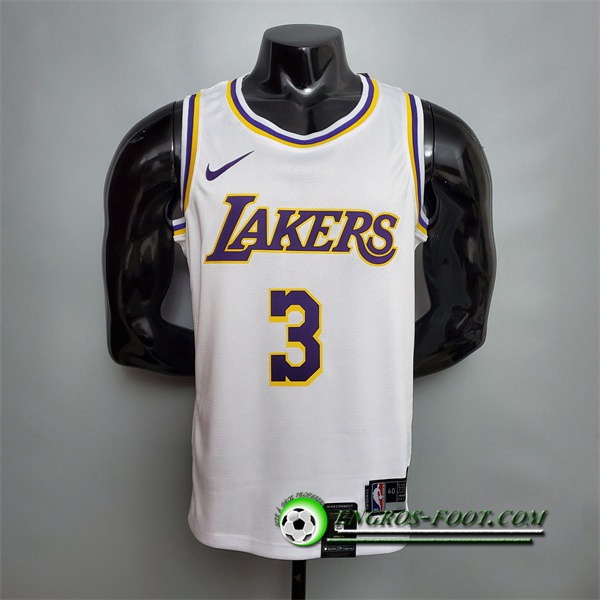 Maillot Los Angeles Lakers (Davis #3) Blanc Encolure Ronde