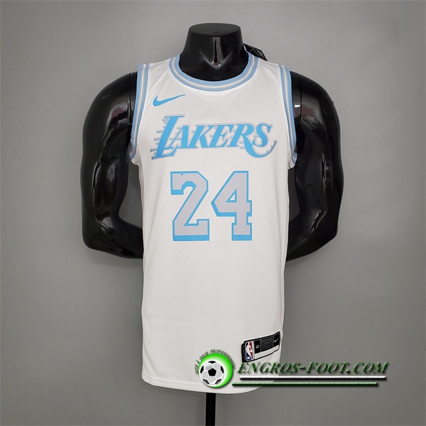 Maillot Los Angeles Lakers (Bryant #24) Blanc Encolure Ronde Retro Limited Edition