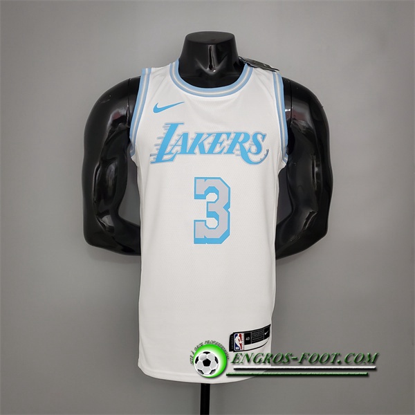 Maillot Los Angeles Lakers (Davis #3) Blanc Encolure Ronde Retro Limited Edition