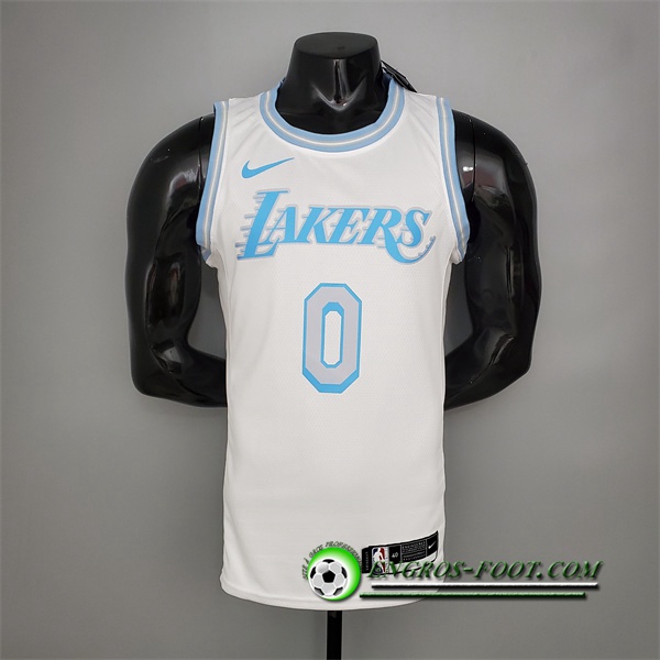 Maillot Los Angeles Lakers (Kuzma #0) Blanc Encolure Ronde Retro Limited Edition