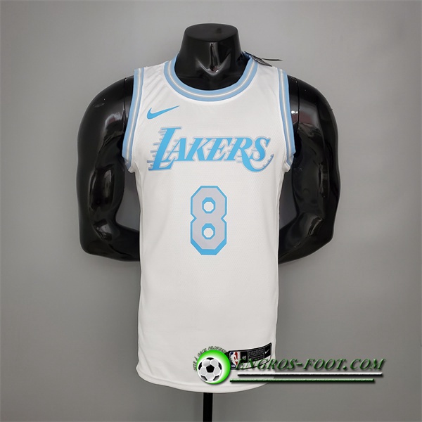 Maillot Los Angeles Lakers (Bryant #8) Blanc Encolure Ronde Retro Limited Edition