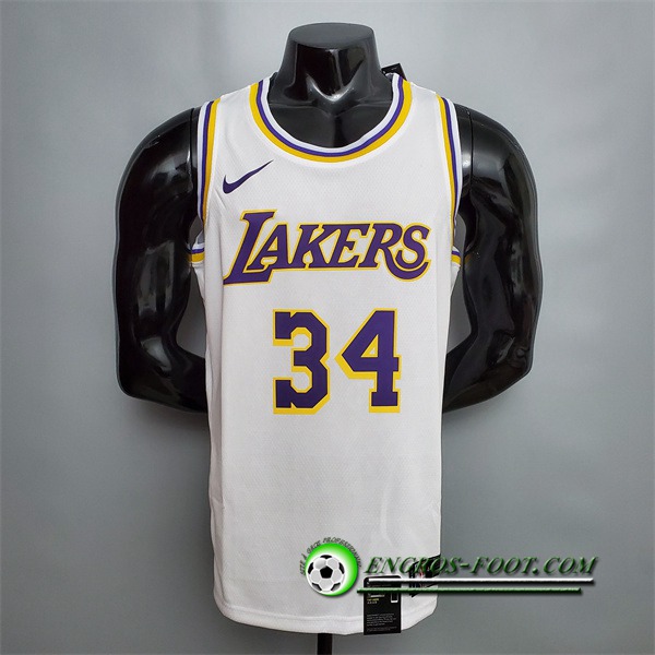 Maillot Los Angeles Lakers (O'Neal #34) Blanc Encolure Ronde