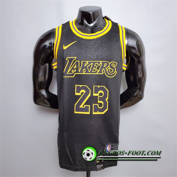 Nouveau Maillot Los Angeles Lakers (James #23) Noir