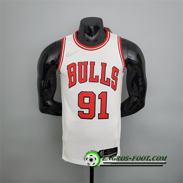 Maillot Chicago Bulls (Rodman #91) Blanc 75th Anniversary