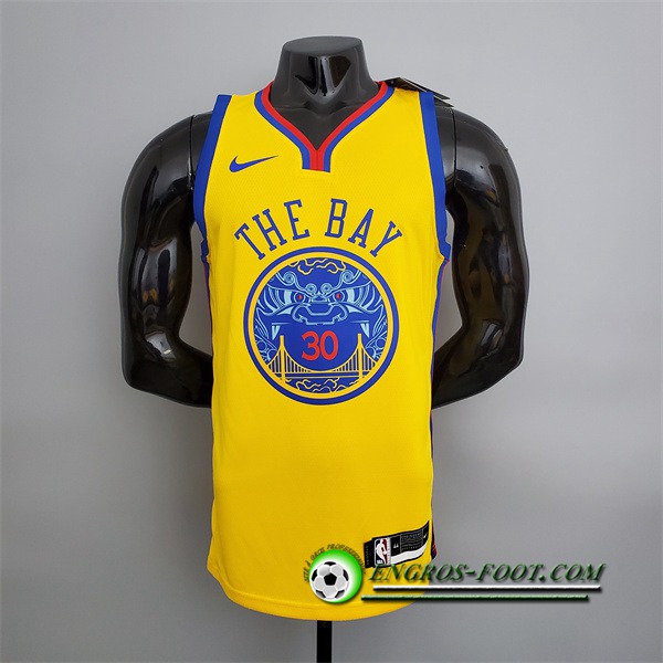 Maillot Golden State Warriors (Warriors #30) 2018 Jaune Chinese Dragon Robe