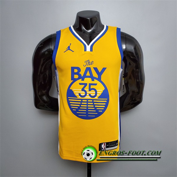 Nouveau Maillot Golden State Warriors (Durant #35) Jaune