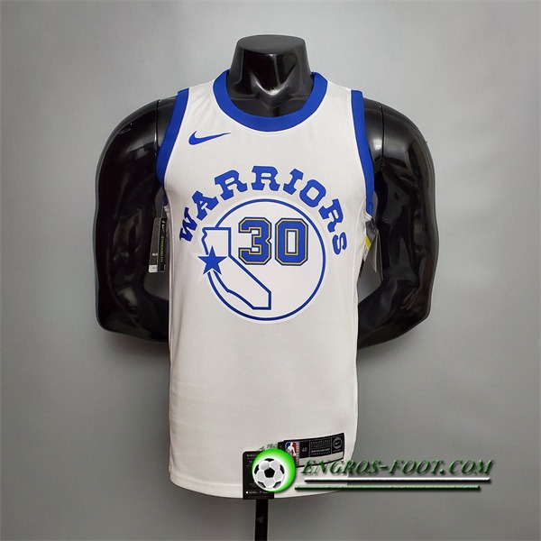 Maillot Golden State Warriors (Curry #30) Blanc Retro Version