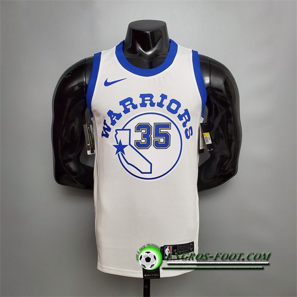 Maillot Golden State Warriors (Durant #35) Blanc Retro Version