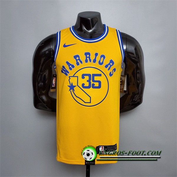 Maillot Golden State Warriors (Durant #35) Jaune Retro Version