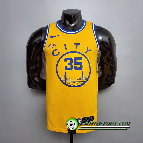 Maillot Golden State Warriors (Durant #35) Jaune Tram Version