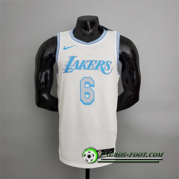 Maillot Los Angeles Lakers (James #6) 2021 Retro Blanc