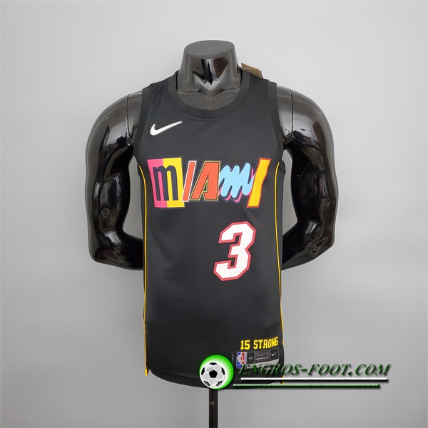 Maillot Miami Heat (Wade #3) 2022 Season Noir City Edition