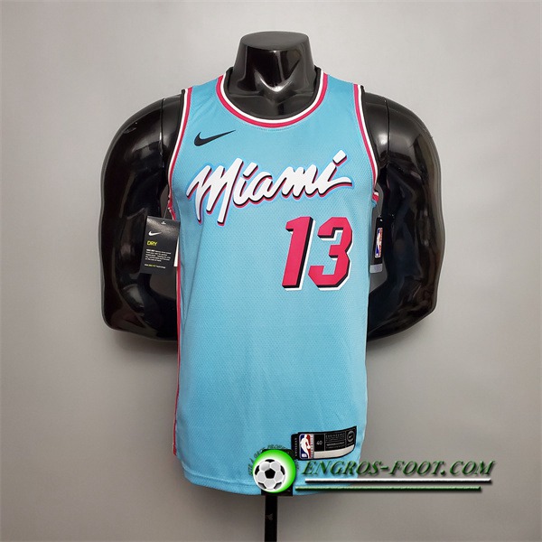 Maillot Miami Heat (Adebayo #13) Bleu Encolure Ronde