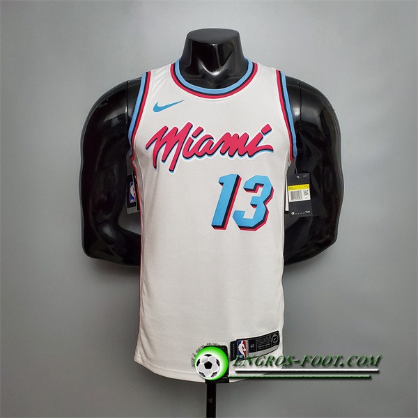 Maillot Miami Heat (Adebayo #13) Blanc Encolure Ronde