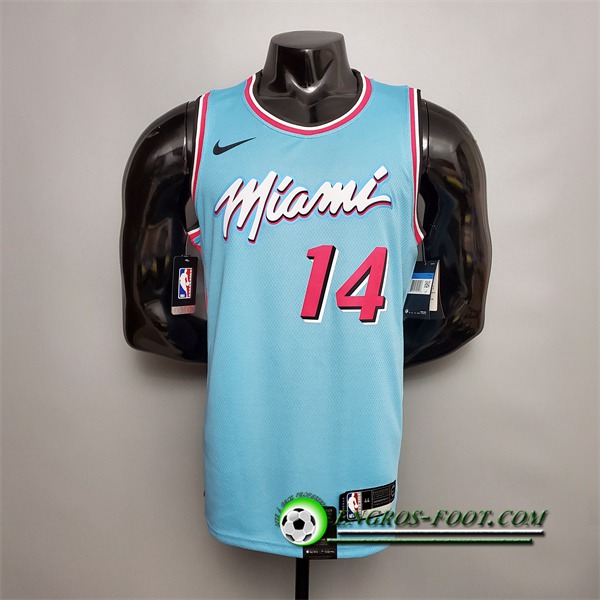 Maillot Miami Heat (Herro #14) Bleu Encolure Ronde