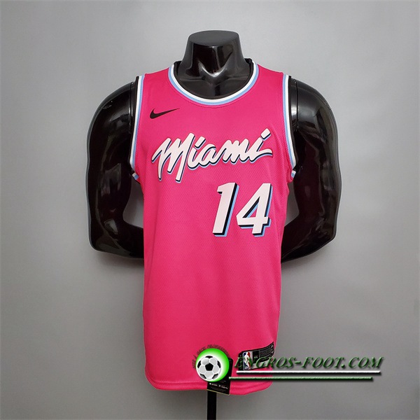 Maillot Miami Heat (Herro #14) Rose Encolure Ronde