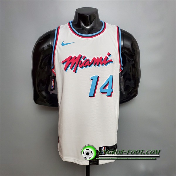 Maillot Miami Heat (Herro #14) Blanc Encolure Ronde