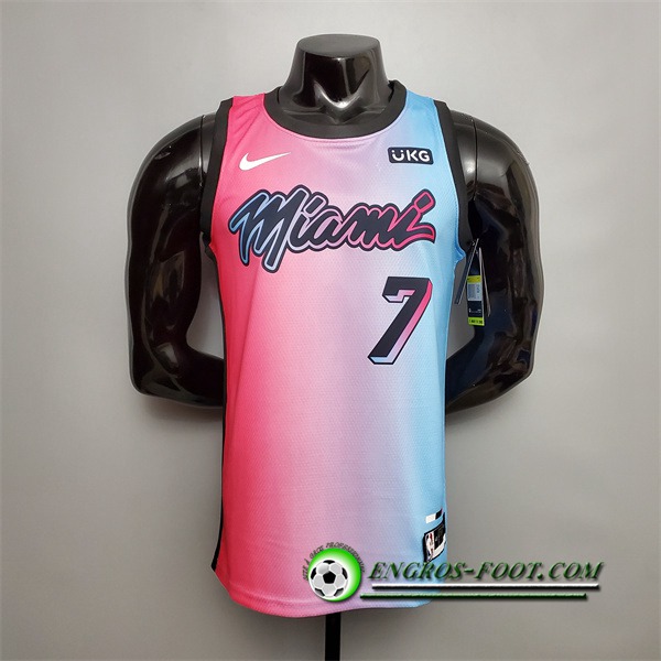 Nouveau Maillot Miami Heat (Dragic #7) Rose/Bleu Gradient Color City Edition