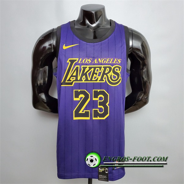 Maillot Los Angeles Lakers (James #23) Pourpre Encolure Ronde