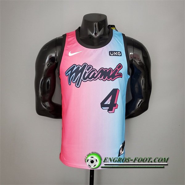 Nouveau Maillot Miami Heat (Oladipo #4) Rose/Bleu Gradient Color City Edition