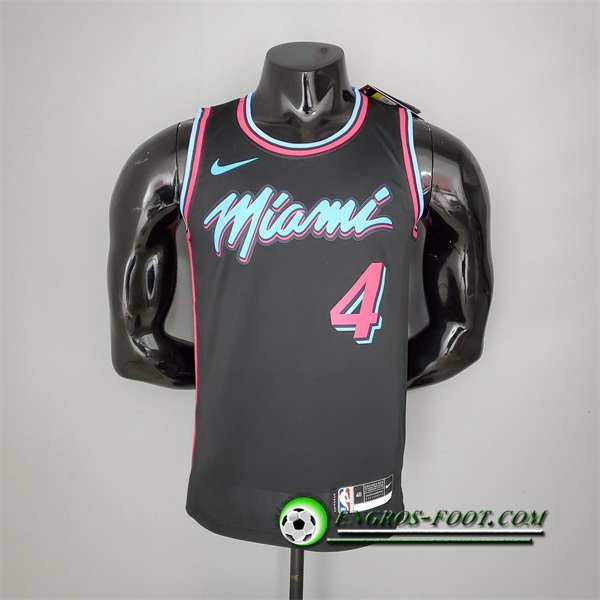 Maillot Miami Heat (Oladipo #4) Noir Encolure Ronde