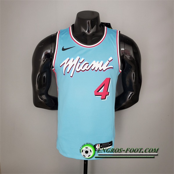 Maillot Miami Heat (Oladipo #4) Bleu Encolure Ronde