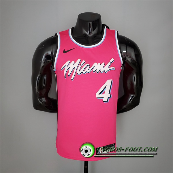 Maillot Miami Heat (Oladipo #4) Rose Encolure Ronde