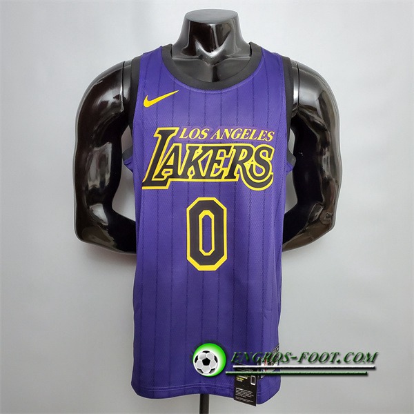 Maillot Los Angeles Lakers (Kuzma #0) Pourpre Encolure Ronde