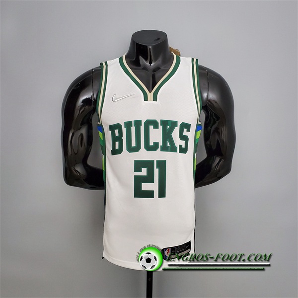 Maillot Milwaukee Bucks (Holiday #21) 2022 Blanc