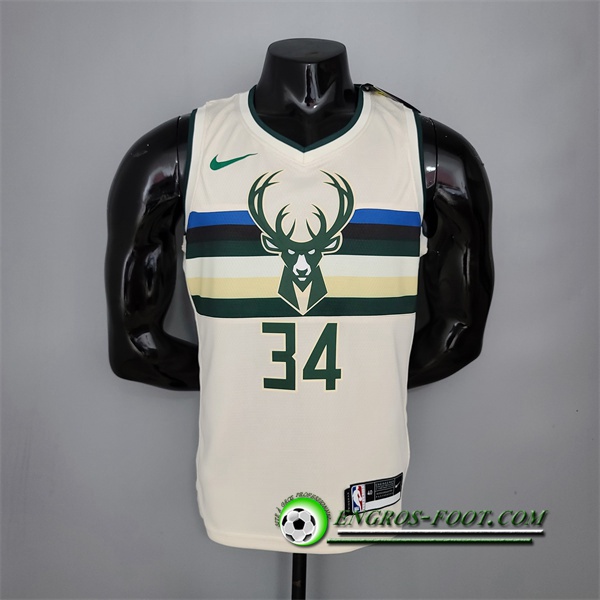 Maillot Milwaukee Bucks (Antetokounmpo #34) Striped Blanc