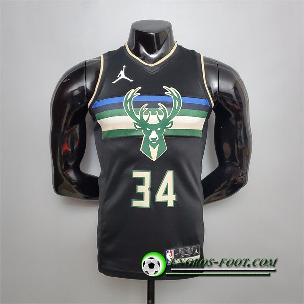 Nouveau Maillot Milwaukee Bucks (Antetokounmpo #34) Noir Jordan Theme Edition