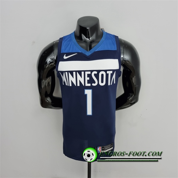 Maillot Minnesota Timberwolves (Edwards #1) Bleu Royal 75th Anniversary