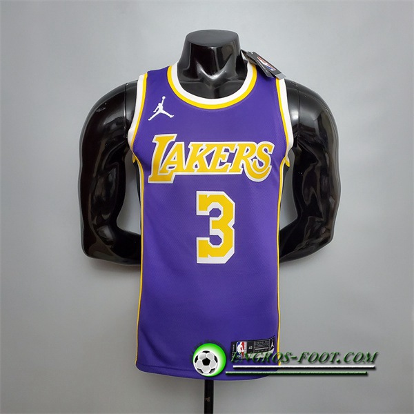 Maillot Los Angeles Lakers (Davis #3) Pourpre Theme Encolure Ronde