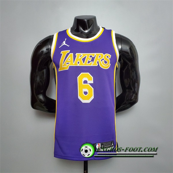 Maillot Los Angeles Lakers (James #6) Pourpre Theme Encolure Ronde