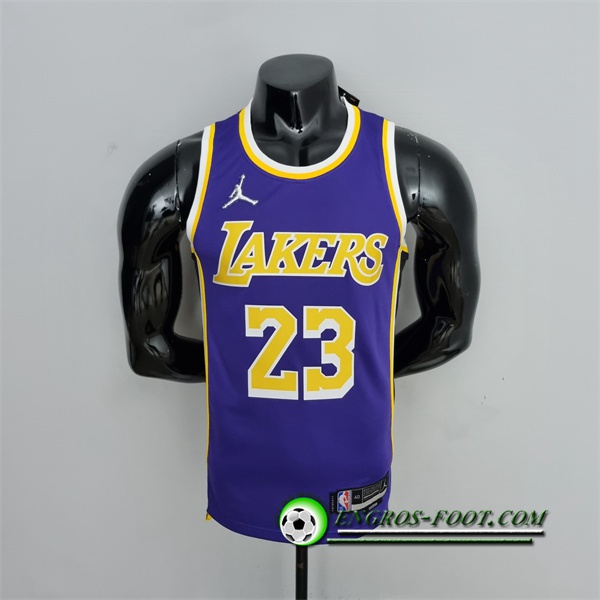 Maillot Los Angeles Lakers (James #23) Pourpre 75th Anniversary