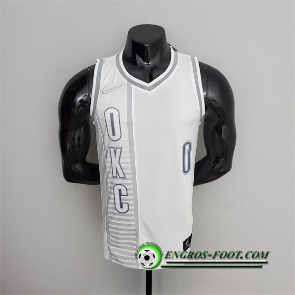 Maillot Oklahoma City Thunder (Westbrook #0) Blanc 75th Anniversary City Edition