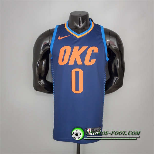 Maillot Oklahoma City Thunder (Westbrook #0) Bleu Stripes