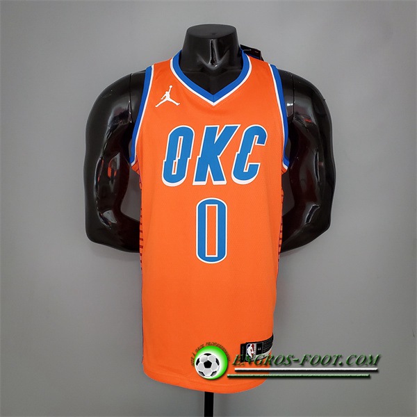 Maillot Oklahoma City Thunder (Westbrook #0) Orange Jordan